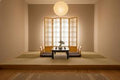 Traditional Japanese Shoji Wood &amp; Translucent Paper Screen (4-Panel)